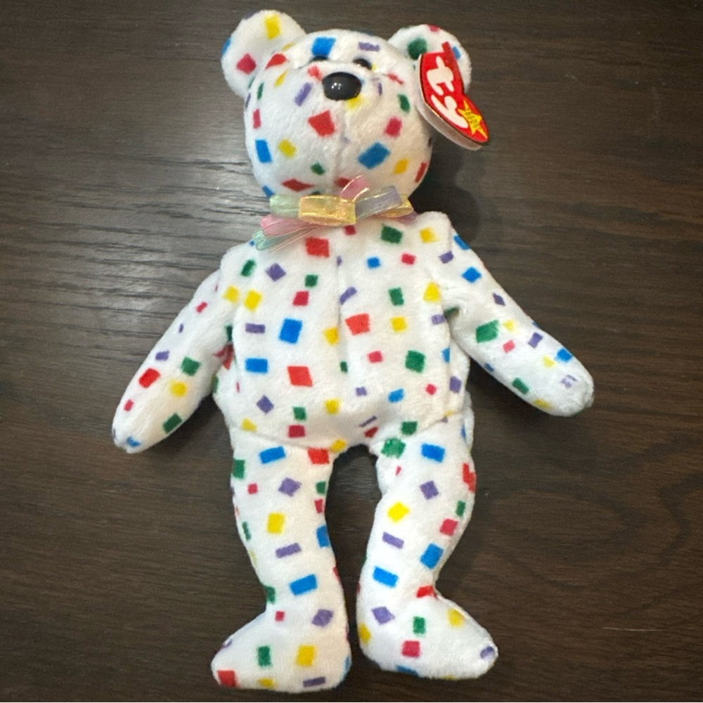 TY Beanie Baby - Ty 2K Confetti Bear - Stuffed Animal Toy